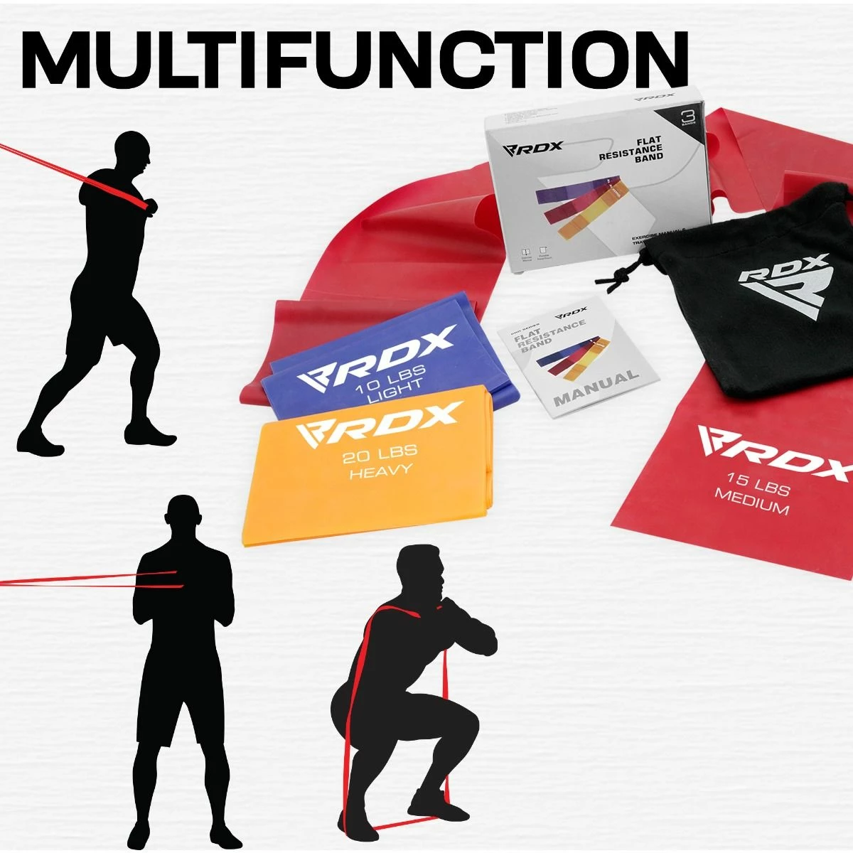 RDX SPORTS RDX B1 TPE Flat Resistance Training Bands Set 5 RDX SPORTS RDX B1 TPE Flat Resistance Training Bands Set - Image 3