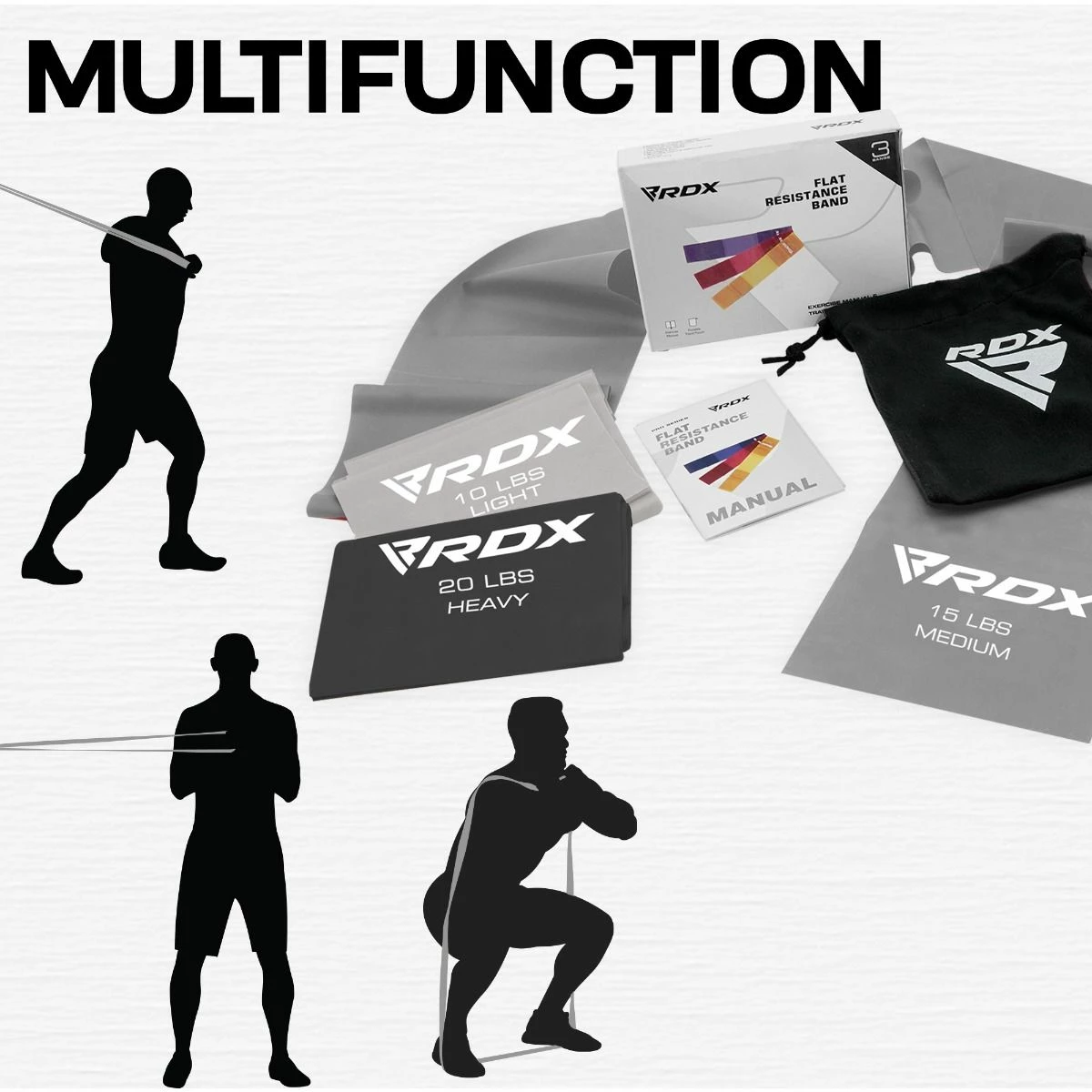 RDX SPORTS RDX B2 TPE Flat Resistance Training Bands Set 4 RDX SPORTS RDX B2 TPE Flat Resistance Training Bands Set - Image 2
