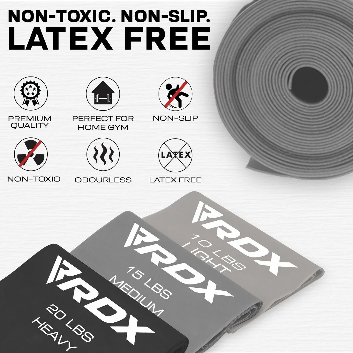 RDX SPORTS RDX B2 TPE Flat Resistance Training Bands Set 5 RDX SPORTS RDX B2 TPE Flat Resistance Training Bands Set - Image 3