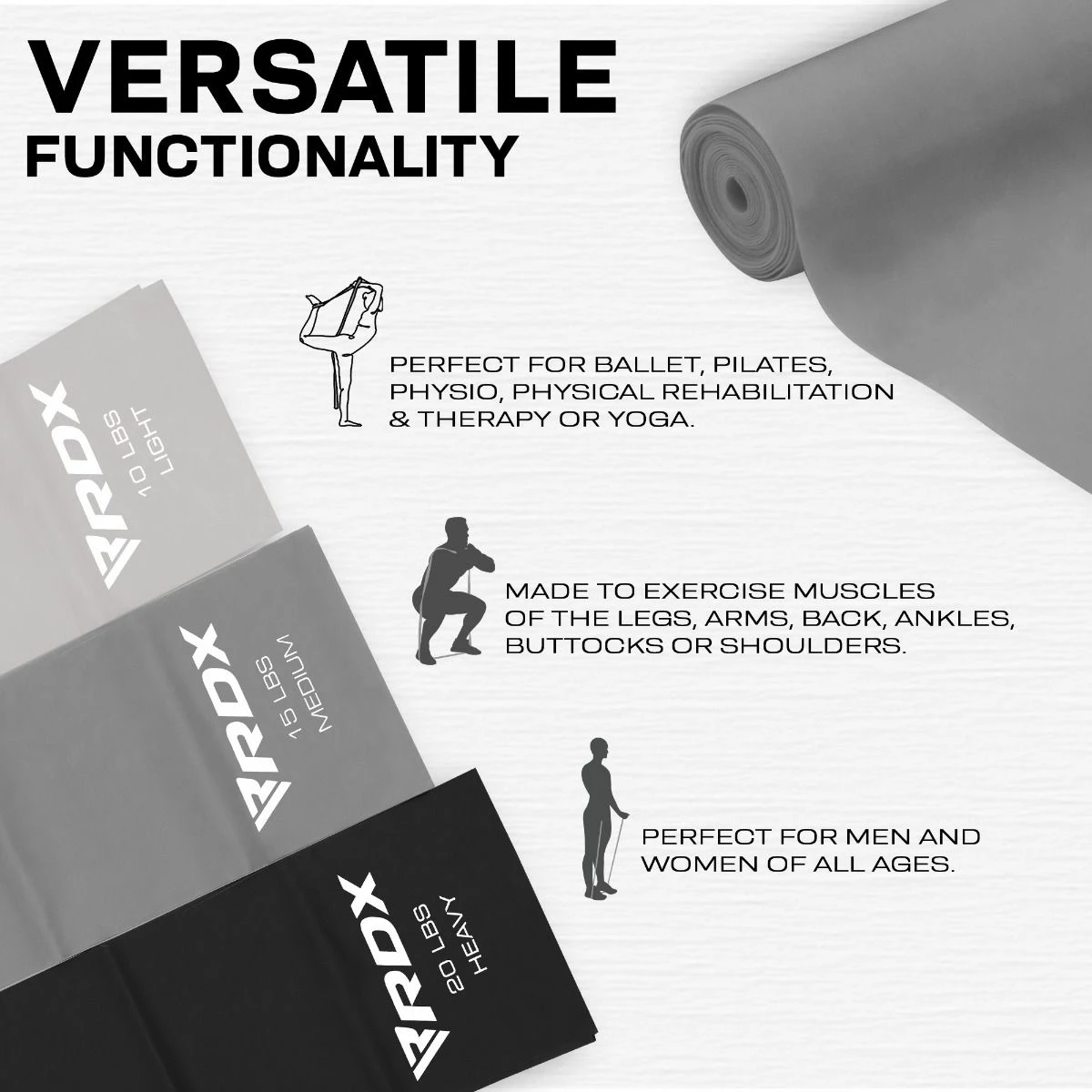 RDX SPORTS RDX B2 TPE Flat Resistance Training Bands Set 6 RDX SPORTS RDX B2 TPE Flat Resistance Training Bands Set - Image 4