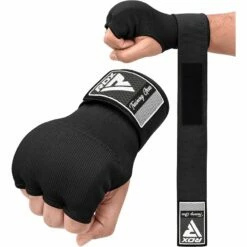 RDX SPORTS RDX IS Gel Padded Inner Gloves Hook & Loop Wrist Strap For Knuckle Protection OEKO-TEX® Standard 100 Certified -RDXSPORTS Sales black hoisery inner step 1
