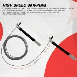 RDX SPORTS RDX C3 Adjustable 10.3ft Black Jump Rope With Non-Slip Handles -RDXSPORTS Sales c3 jump rope pvc coated 3