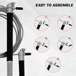 RDX SPORTS RDX C3 Adjustable 10.3ft Black Jump Rope With Non-Slip Handles -RDXSPORTS Sales c3 jump rope pvc coated 4