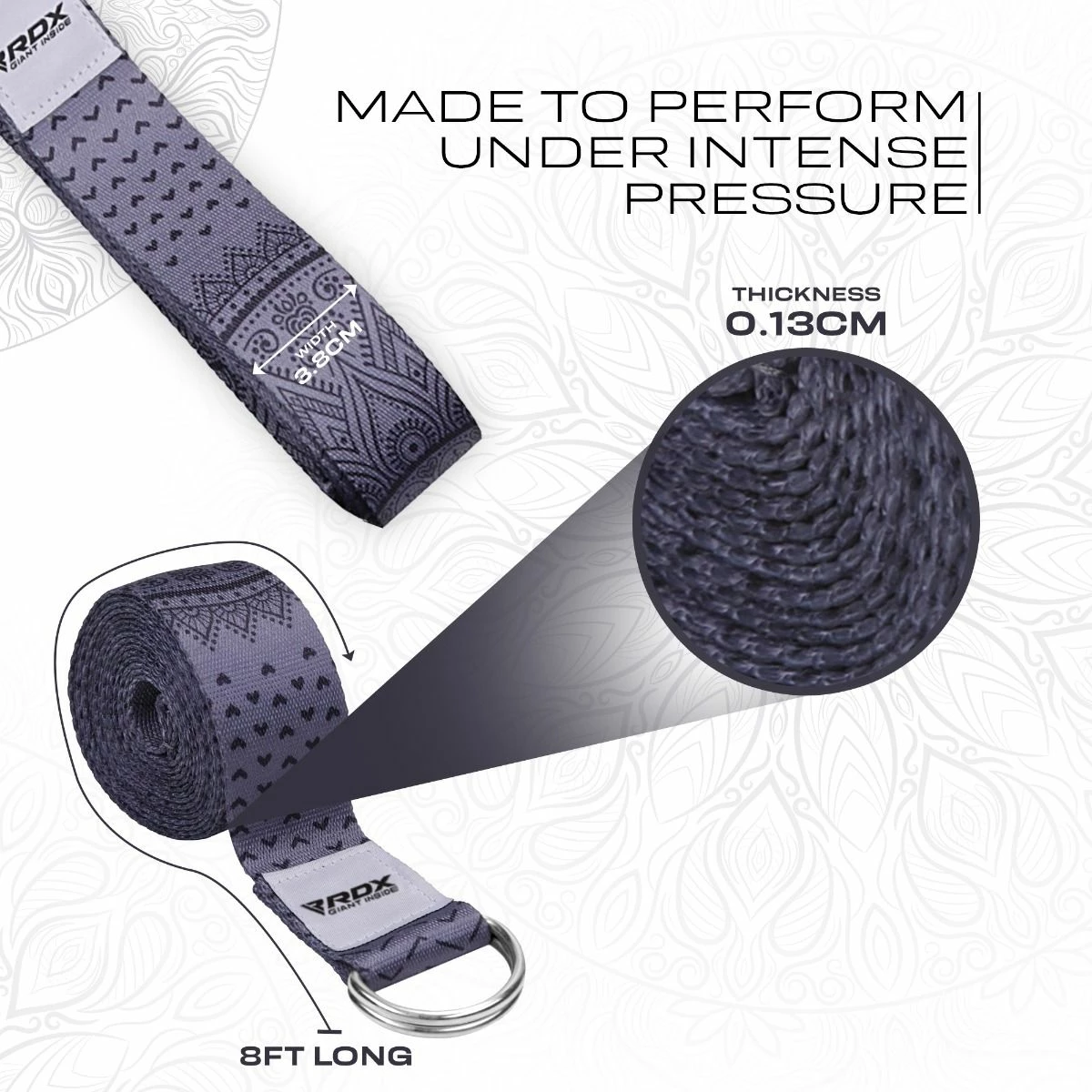 RDX SPORTS RDX F11 D-Ring Steel Buckle Cotton Yoga Strap 5 RDX SPORTS RDX F11 D-Ring Steel Buckle Cotton Yoga Strap - Image 3