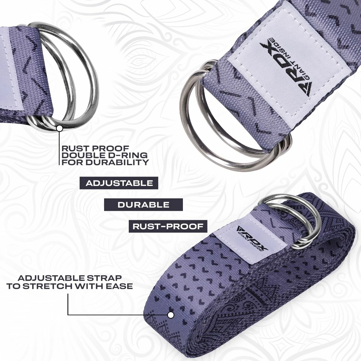 RDX SPORTS RDX F11 D-Ring Steel Buckle Cotton Yoga Strap 6 RDX SPORTS RDX F11 D-Ring Steel Buckle Cotton Yoga Strap - Image 4