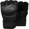 RDX SPORTS RDX F15 Noir MMA Grappling Training Gloves Open Palm Thumb Protection