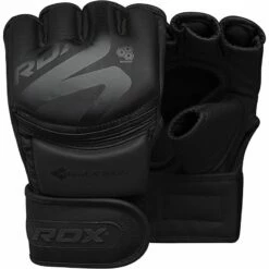 RDX SPORTS RDX F15 Noir MMA Grappling Training Gloves Open Palm Thumb Protection