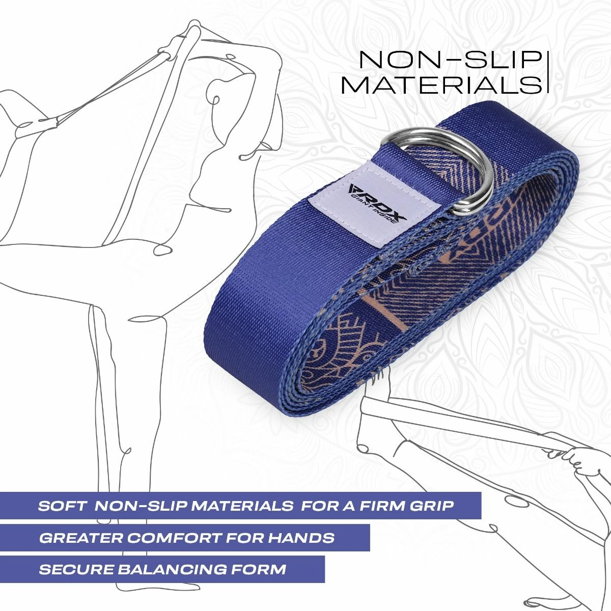 RDX SPORTS RDX F16 D-Ring Steel Buckle Cotton Yoga Strap 7 RDX SPORTS RDX F16 D-Ring Steel Buckle Cotton Yoga Strap - Image 5