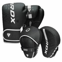 RDX SPORTS RDX F6 Kids 6oz KARA Boxing Gloves & Focus Pads -RDXSPORTS Sales f6 kara black white boxing gloves 2 2 1