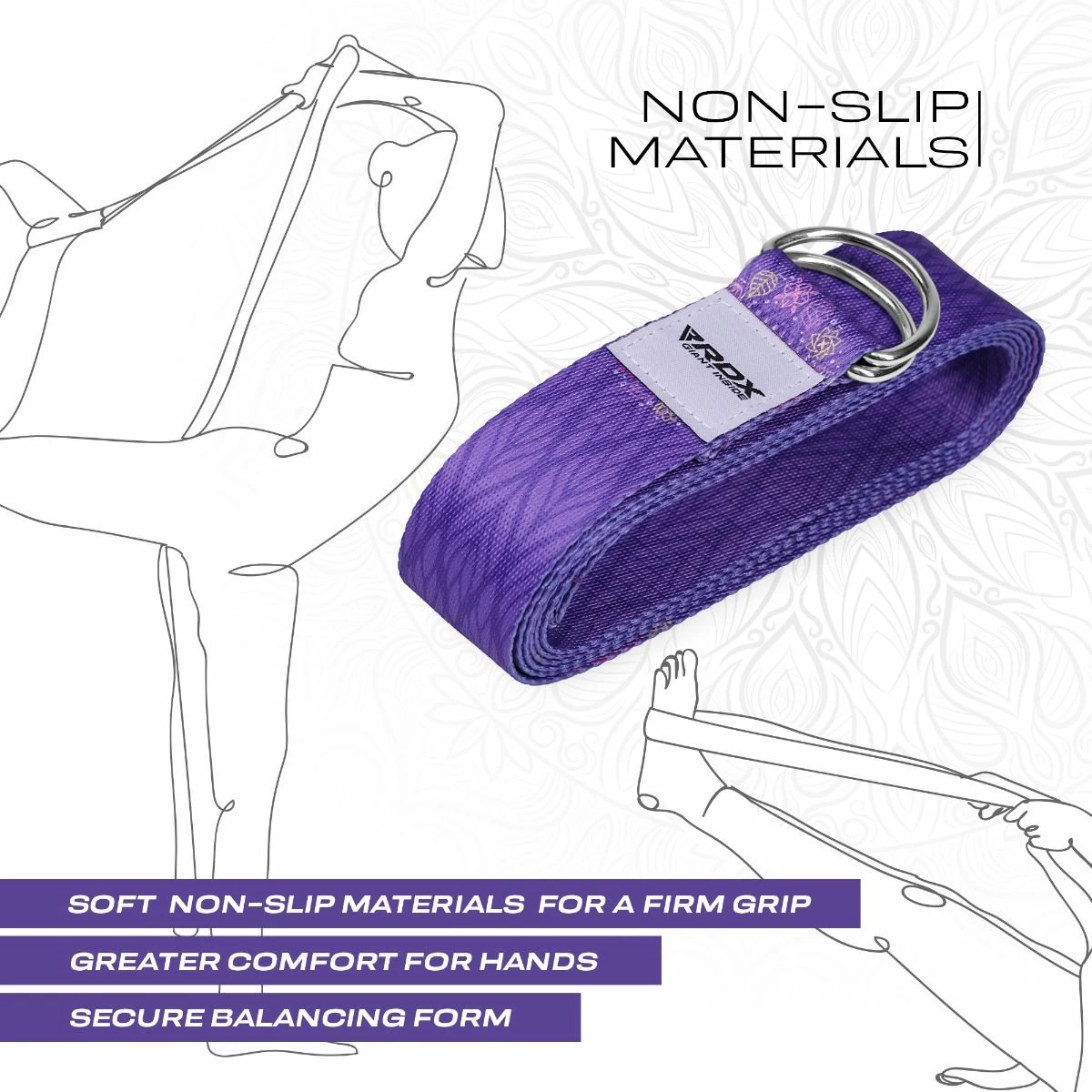 RDX SPORTS RDX F7 D-Ring Steel Buckle Cotton Yoga Strap 7 RDX SPORTS RDX F7 D-Ring Steel Buckle Cotton Yoga Strap - Image 5