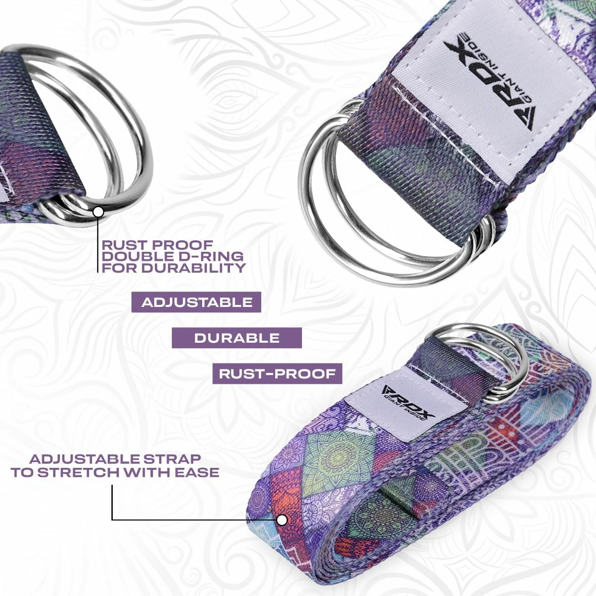 RDX SPORTS RDX F9 D-Ring Steel Buckle Cotton Yoga Strap 6 RDX SPORTS RDX F9 D-Ring Steel Buckle Cotton Yoga Strap - Image 4