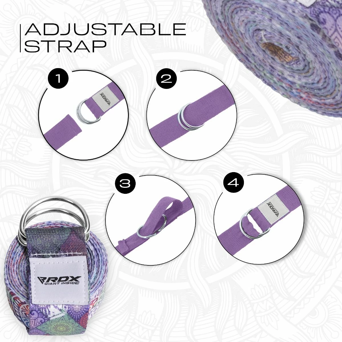 RDX SPORTS RDX F9 D-Ring Steel Buckle Cotton Yoga Strap 8 RDX SPORTS RDX F9 D-Ring Steel Buckle Cotton Yoga Strap - Image 6