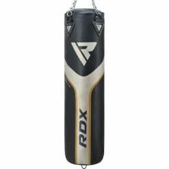 RDX SPORTS RDX T17 AURA 4ft / 5ft 2-in-1 Training Punch Bag In Pearl Black / White / Golden Set -RDXSPORTS Sales rdx black golden training punching bag 3