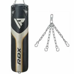 RDX SPORTS RDX T17 AURA 4ft / 5ft 2-in-1 Training Punch Bag In Pearl Black / White / Golden Set