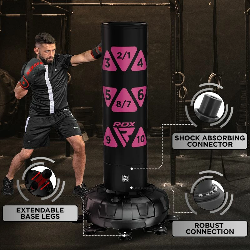 RDX SPORTS RDX KT Ronin 6ft 2-in-1 Pink Free Standing Target Punch Bags With Mitts Set 4 RDX SPORTS RDX KT Ronin 6ft 2-in-1 Pink Free Standing Target Punch Bags With Mitts Set - Image 2