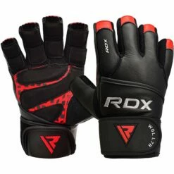 RDX SPORTS RDX L7 Leather Weight Lifting Heavy Duty Gym Gloves With Long Wrist Strap