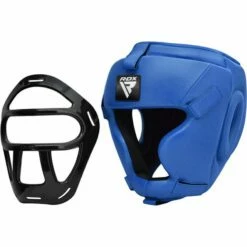 RDX SPORTS RDX T1 FULL FACE PROTECTION HEADGEAR UNBREAKABLE DETACHABLE CAGE GUARD -RDXSPORTS Sales rdx t1f head guard with removable face cage blue 6