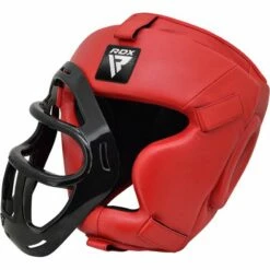 RDX SPORTS RDX T1 FULL FACE PROTECTION HEADGEAR UNBREAKABLE DETACHABLE CAGE GUARD -RDXSPORTS Sales rdx t1f head guard with removable face cage red 5