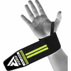 RDX SPORTS RDX W3 IPL & USPA Approved Powerlifting Wrist Support Wraps With Thumb Loops OEKO-TEX® Standard 100 Certified -RDXSPORTS Sales rdx w3 power weightlifting wrist wraps green 1 1