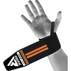 RDX SPORTS RDX W3 IPL & USPA Approved Powerlifting Wrist Support Wraps With Thumb Loops OEKO-TEX® Standard 100 Certified -RDXSPORTS Sales rdx w3 power weightlifting wrist wraps orange 1 1