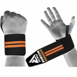 RDX SPORTS RDX W3 IPL & USPA Approved Powerlifting Wrist Support Wraps With Thumb Loops OEKO-TEX® Standard 100 Certified -RDXSPORTS Sales rdx w3 power weightlifting wrist wraps orange 2 1