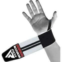RDX SPORTS RDX W3 IPL & USPA Approved Powerlifting Wrist Support Wraps With Thumb Loops OEKO-TEX® Standard 100 Certified -RDXSPORTS Sales rdx w3 power weightlifting wrist wraps white 4 1