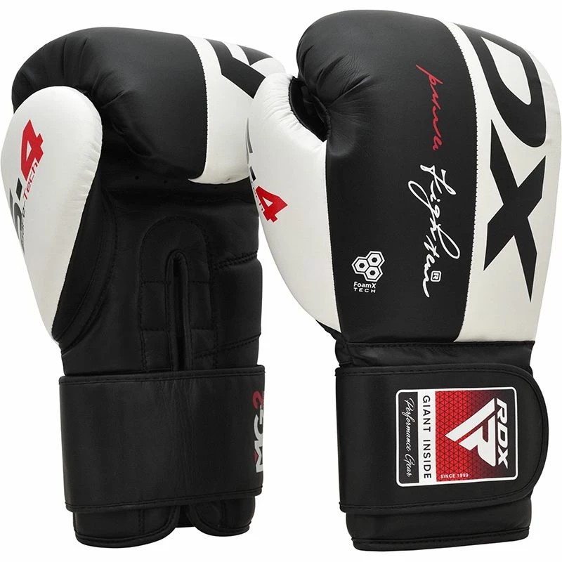 RDX SPORTS RDX S4 Boxing Sparring Gloves Hook & Loop Black / White 11 RDX SPORTS RDX S4 Boxing Sparring Gloves Hook & Loop Black / White - Image 9