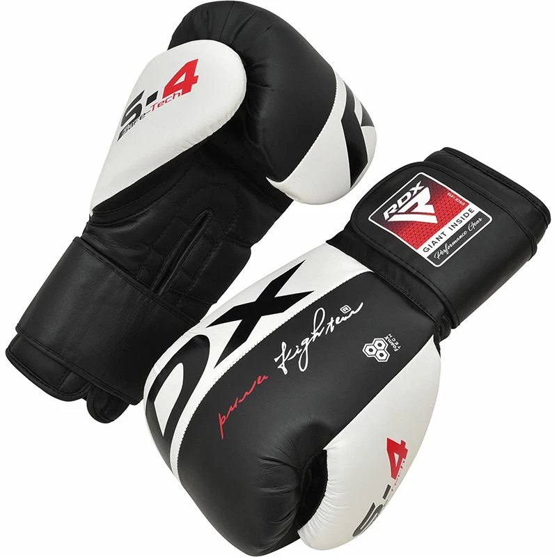RDX SPORTS RDX S4 Boxing Sparring Gloves Hook & Loop Black / White 9 RDX SPORTS RDX S4 Boxing Sparring Gloves Hook & Loop Black / White - Image 7