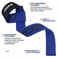 RDX SPORTS RDX S4+ SILICONE GEL COATED NON-SLIP SOLID GRIP WEIGHT LIFTING GYM STRAPS -RDXSPORTS Sales s4 weightlifting wrist straps blue 5