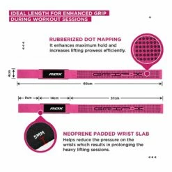 RDX SPORTS RDX S4+ SILICONE GEL COATED NON-SLIP SOLID GRIP WEIGHT LIFTING GYM STRAPS -RDXSPORTS Sales s4 weightlifting wrist straps pink 3 1 1