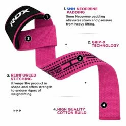 RDX SPORTS RDX S4+ SILICONE GEL COATED NON-SLIP SOLID GRIP WEIGHT LIFTING GYM STRAPS -RDXSPORTS Sales s4 weightlifting wrist straps pink 4 1 1 1
