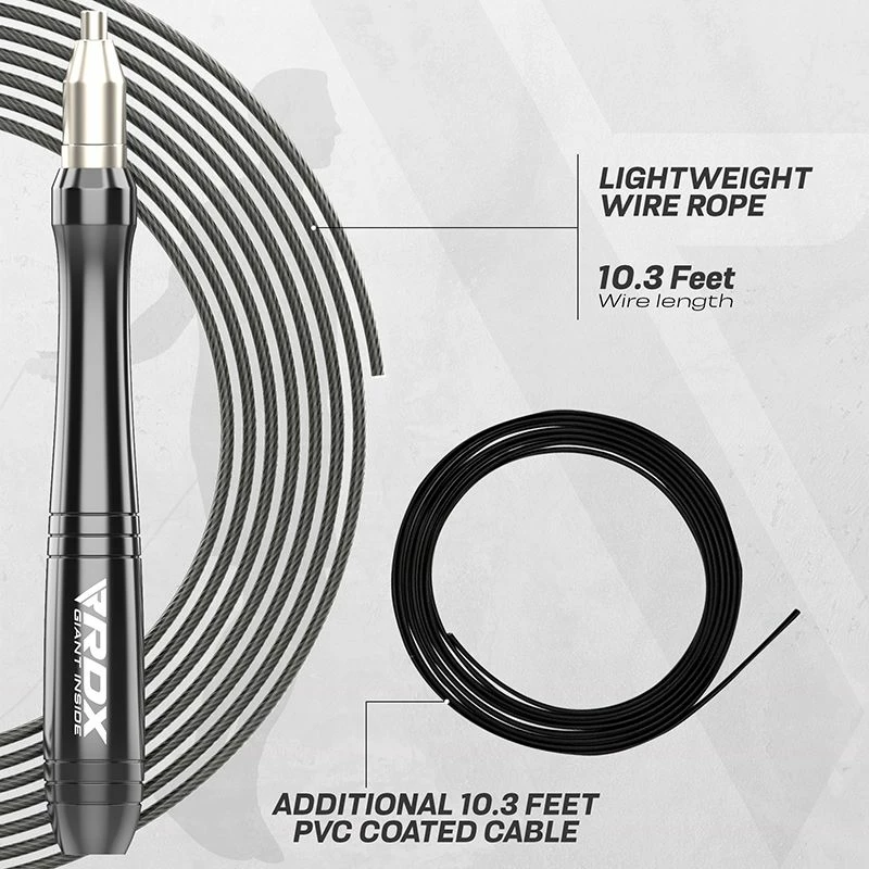 RDX SPORTS RDX W2 Adjustable 10.3ft Skipping Rope With Non-Slip Aluminum Handles - Image 3