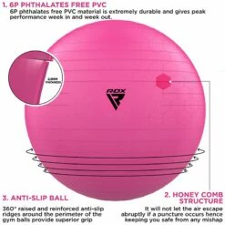 RDX SPORTS RDX B1 Inflatable Anti-Slip Yoga Ball With Portable Foot Air Pump -RDXSPORTS Sales yoga ball pink for home workout gym fitness 1 5